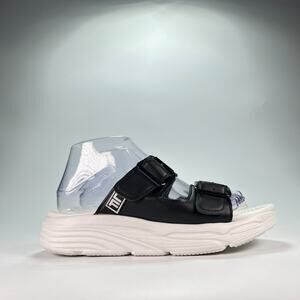 London Fog Nasia White Black Adjustable Straps Sandals WL06328W Womens Size 8W